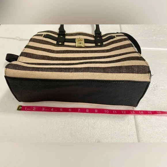 Striped Black and Tan Women's Handbag - Picture 8 of 10